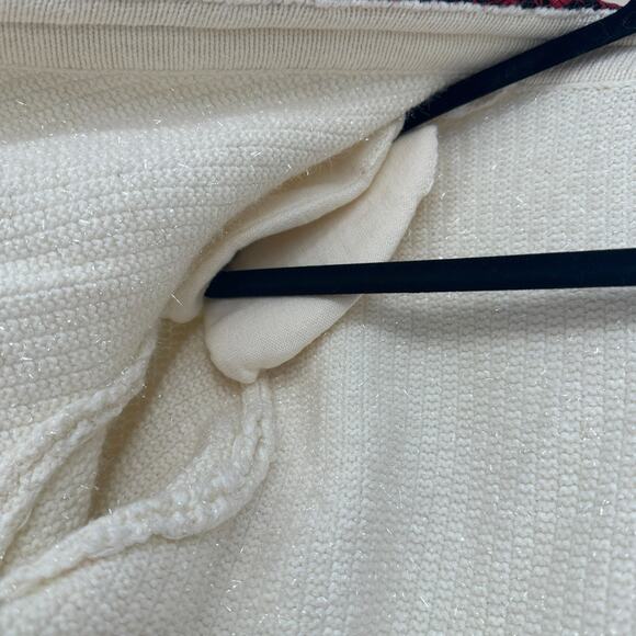 Self-Portrait Embellished Ivory Metallic Braided Knit Cardigan Sweater Sz Medium - Picture 13 of 14